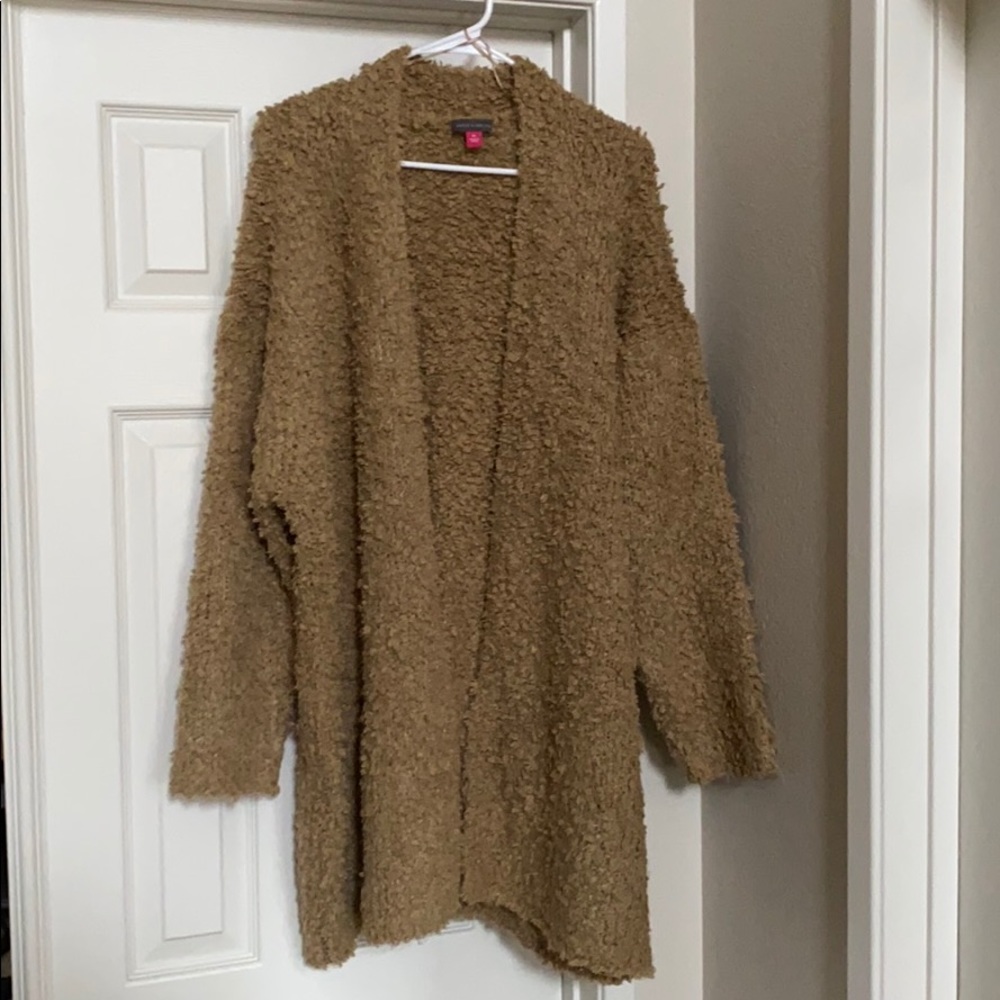 Vince Camuto Tan Poodle Knit Cardigan Sweater